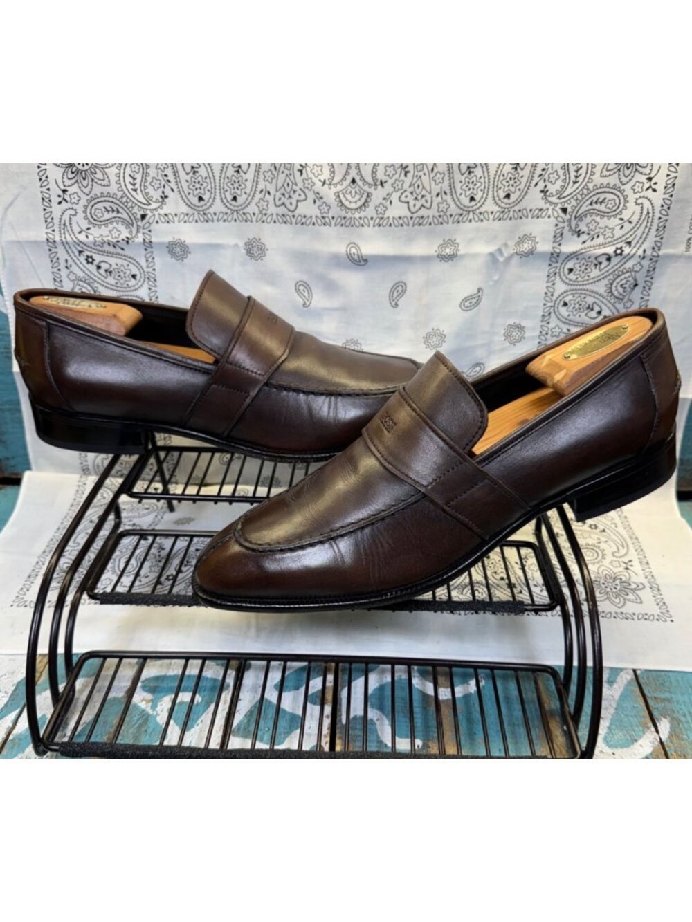 Boss By Hugo Boss Loafers Brown Leather Apron Toe Mens Size 10 EUC
